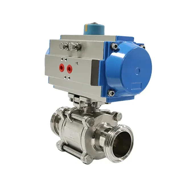 Stainless Steel 3 Piece Pneumatic Flow Control Valve with Threaded End Connection — 4/6