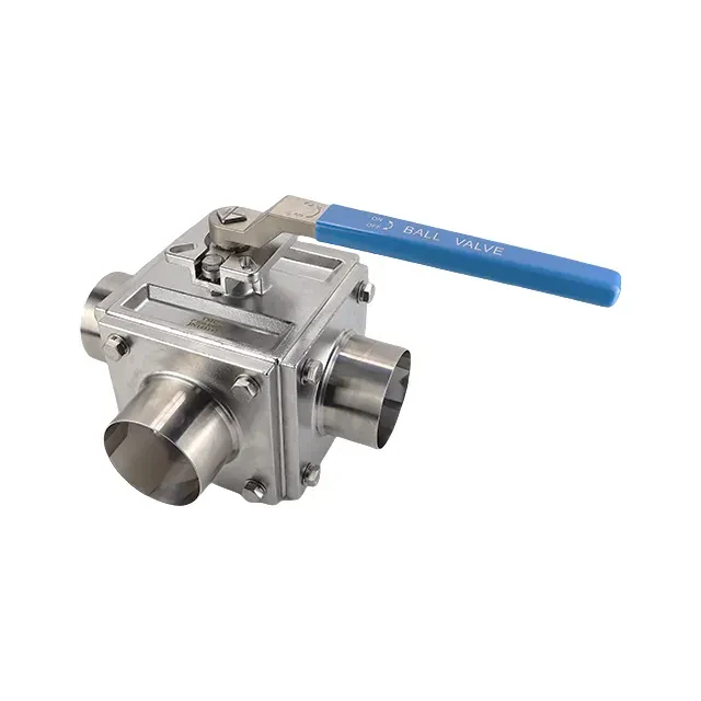 Sanitary Stainless Steel Encapsulated  Welded Tri-Port Manual Flow Controll Ball Valve — 2/6