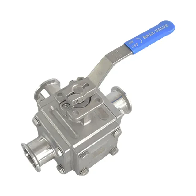 Sanitary Stainless Steel Encapsulated  Welded Tri-Port Manual Flow Controll Ball Valve — 6/6