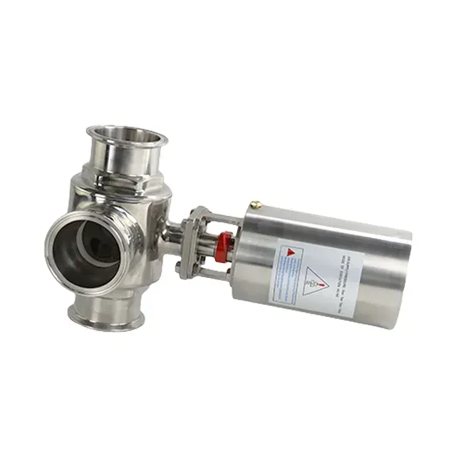 Sanitary Stainless Steel Pneumatic 3-Way Clamp End Ball Valve — 5/6