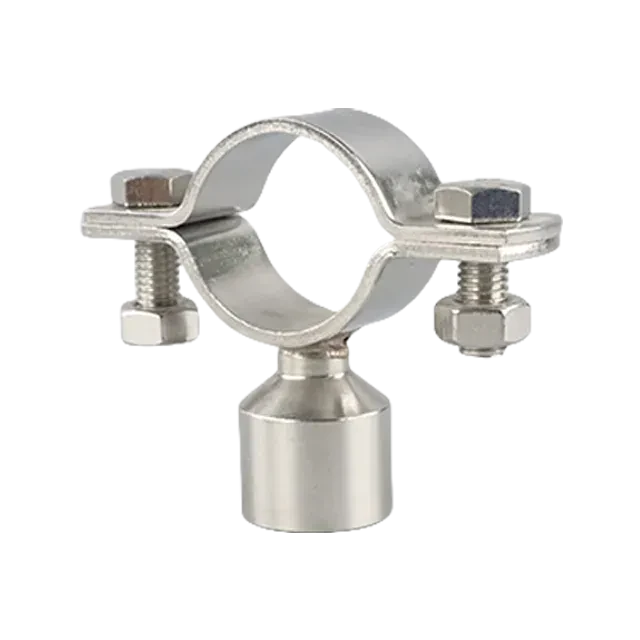 Stainless Steel Round Bolted  Pipe Clip with Threaded Boss — 4/6