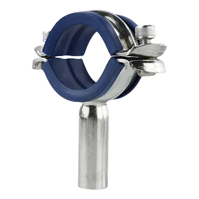Stainless Steel Rubberized  Clamp-on Pipe Round Fitting for Pipe Bracket — 4/6