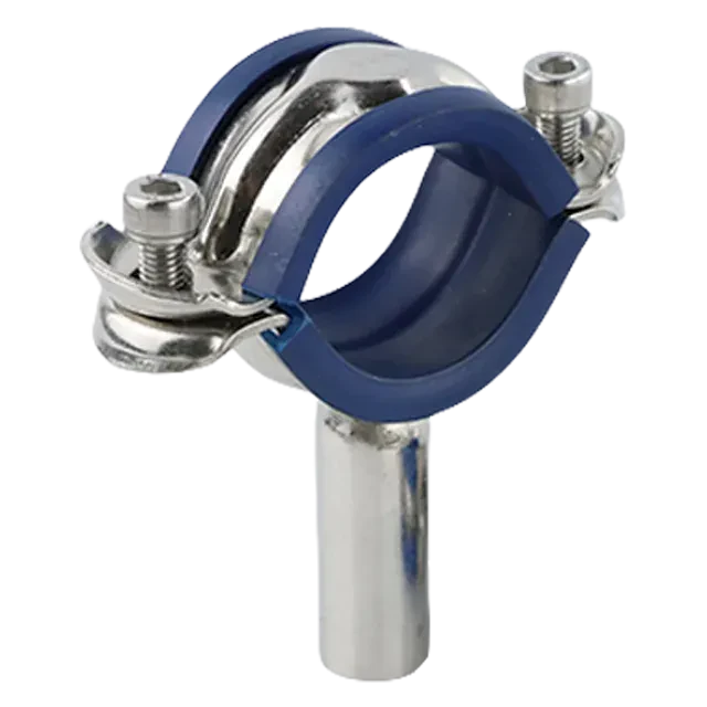 Stainless Steel Rubberized  Clamp-on Pipe Round Fitting for Pipe Bracket — 5/6
