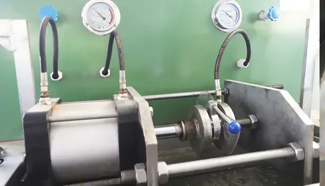The pressure testing station at Joneng, with its gauges