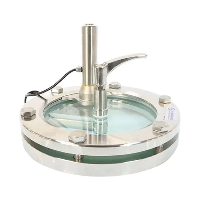 Sanitary Stainless Steel Sight Glass with Scraper & Wired LED Light — 5/6