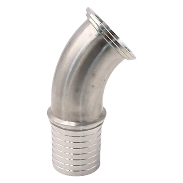 Sanitary Stainless Steel Aseptic Hose Barb - Clamp Elbow Adaptor Fitting — 3/6