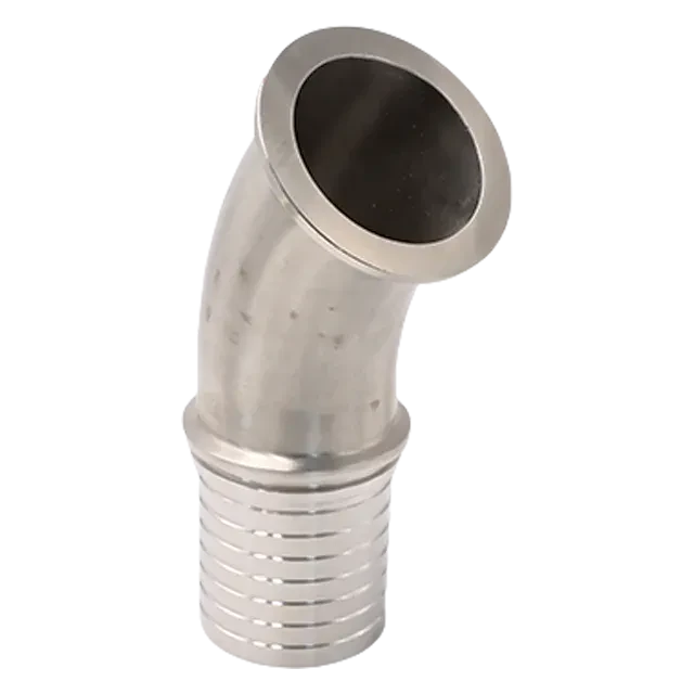 Sanitary Stainless Steel Aseptic Hose Barb - Clamp Elbow Adaptor Fitting — 5/6