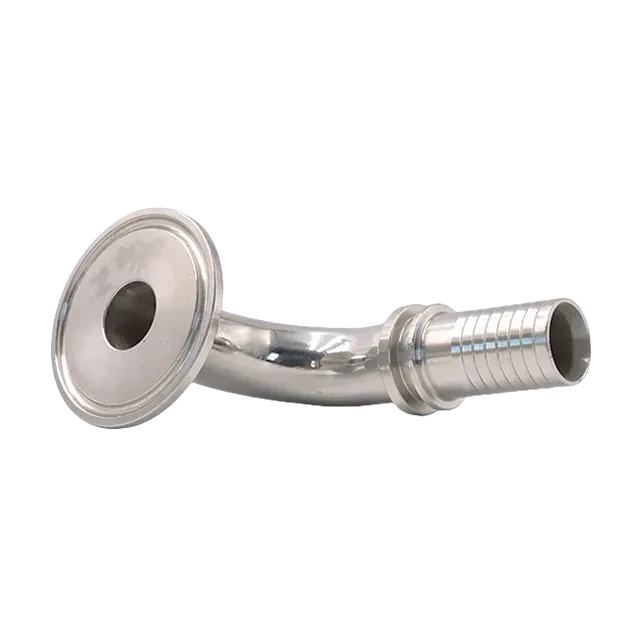 Sanitary Stainless Steel Food Grade Tri Clamp - Hose Barb 90 degree bend Adaptor Fitting — 4/6