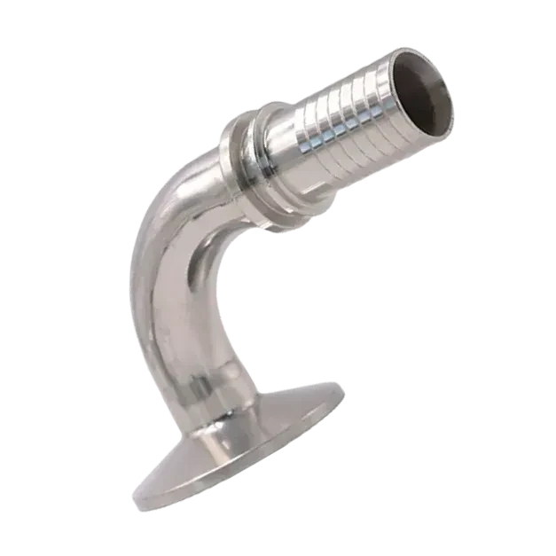 Sanitary Stainless Steel Food Grade Tri Clamp - Hose Barb 90 degree bend Adaptor Fitting — 6/6