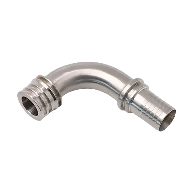 Sanitary Stainless Steel Aseptic Hose Barb - Barb 90 Degree Elbow Adaptor Fitting — 2/6