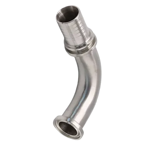 Sanitary Stainless Steel Aseptic Hose Barb - Barb 90 Degree Elbow Adaptor Fitting — 4/6