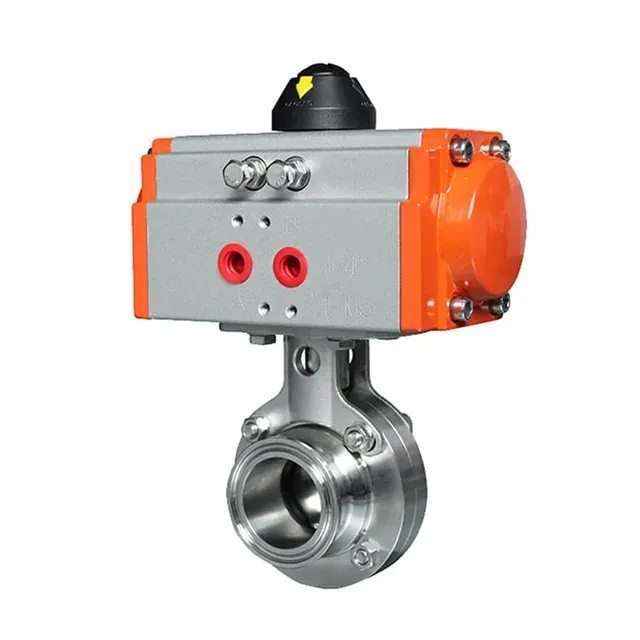 Stainless Steel Sanitary Vertical Air Actuated Butterfly Valve for Food — 2/6