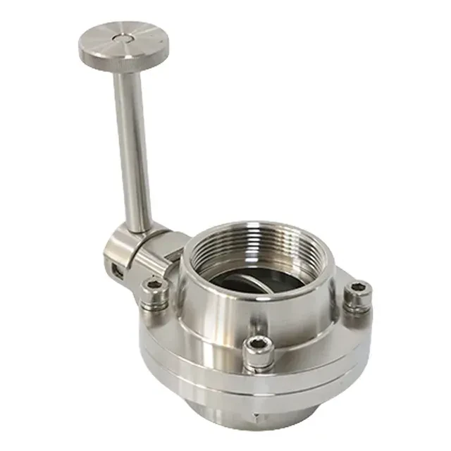Sanitary Stainless Steel Female Threaded  Butterfly Valve with Steel Rotating Handle — 2/6