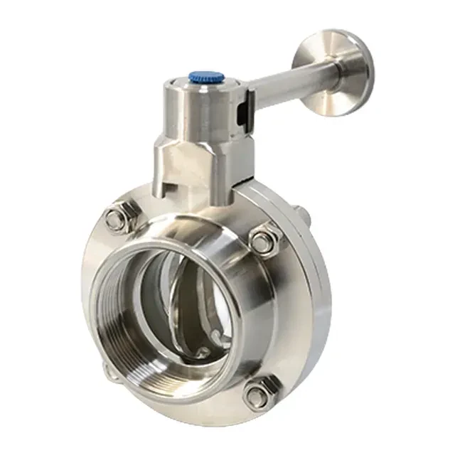 Sanitary Stainless Steel Female Threaded  Butterfly Valve with Steel Rotating Handle — 4/6