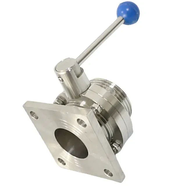 Sanitary Stainless Steel  Manual  Handle Butterfly Valve with Flange-Threaded  Connection — 4/6