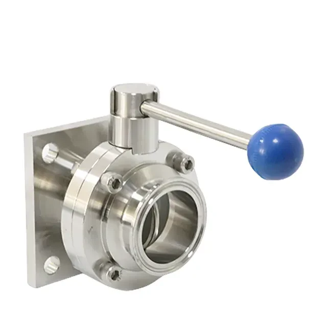 Flange-Clamped Sanitary Stainless Steel  Manual  Lever Butterfly Valve — 5/6
