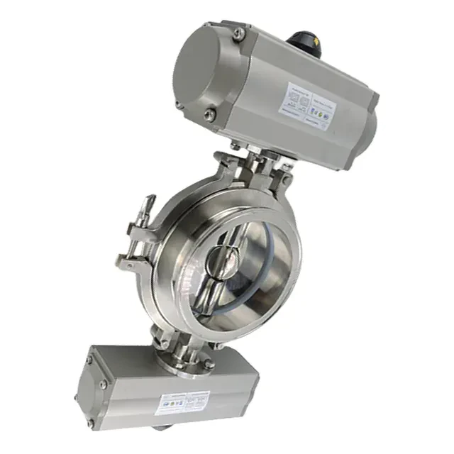 Stainless Steel Sanitary Double Dosing Vibrating Tri-Clamp Buttefly Valve — 3/6
