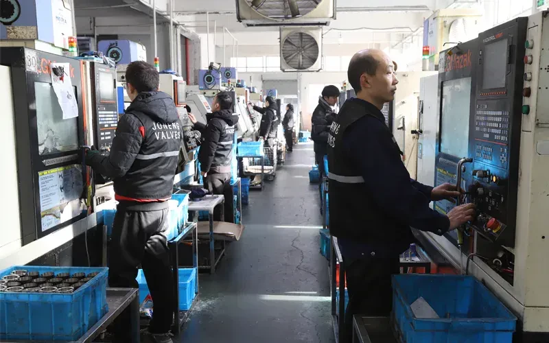 CNC lathe line at Joneng’s plant in Wenzhou